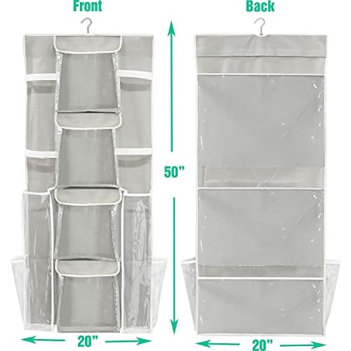 Simple Houseware Double-Sided Hanging Gift Wrap Organizer Storage Pockets, Gray (Set of 1)