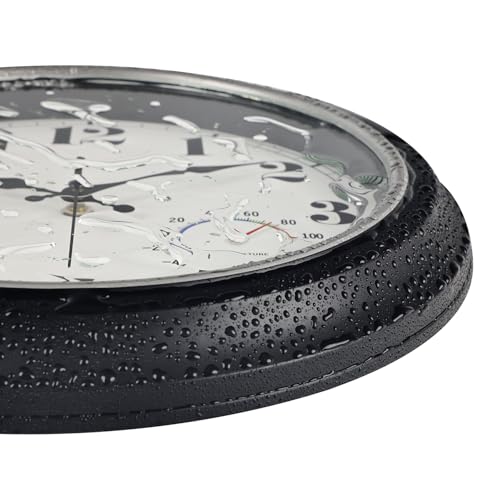 13-Inch Waterproof Outdoor Wall Clock with Thermometer & Hygrometer