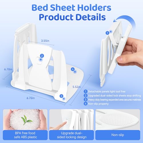 Fitted Sheet Holders Set - 4 Heavy Duty Clips for All Mattress Sizes