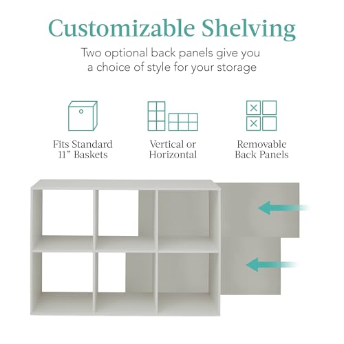 Kids 6-Cube Storage Organizer Bookshelf with Removable Back Panels