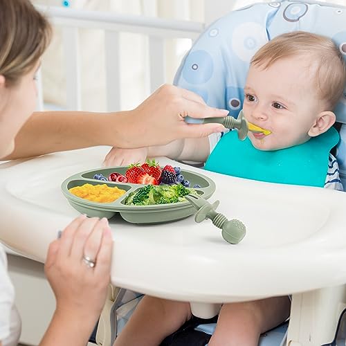 Silicone Baby Feeding Spoons And Forks Set 6 Pack Toddler Utensils