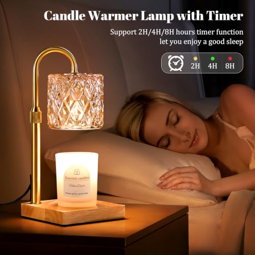 Dimmable Candle Warmer Lamp with Timer - Vintage Amber Glass