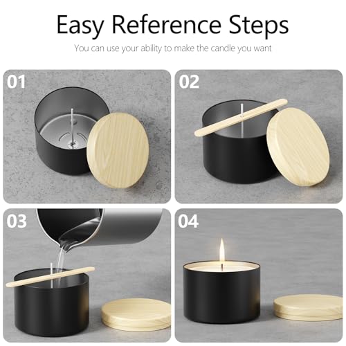 48PCS Metal Candle Tins Set - 24 x 8oz & 24 x 4oz with Lids