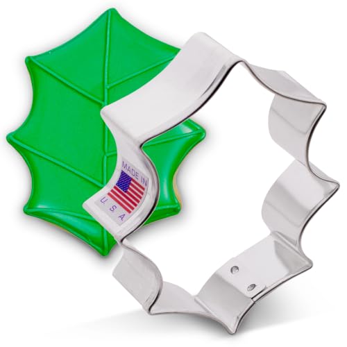 Christmas Holly Leaf Cookie Cutter 3 Inch - Made in USA for Baking & Crafts