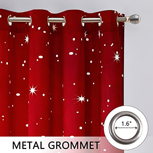 CAROMIO Christmas Velvet Curtains 2 Panels Set 52W x 84L Red Snowflake, Living Room