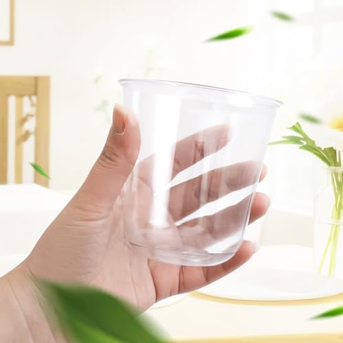 RMERVE Disposable Stemless Plastic Wine Glasses 12oz Clear 50 Pcs for Parties