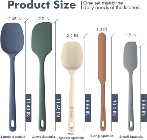 5-Piece Heat-Resistant Silicone Spatula Set for Nonstick Cookware
