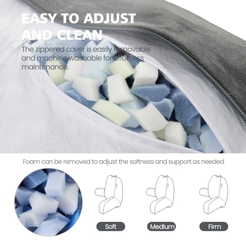 Adjustable Memory Foam Reading Pillow with Arms - Large Gray