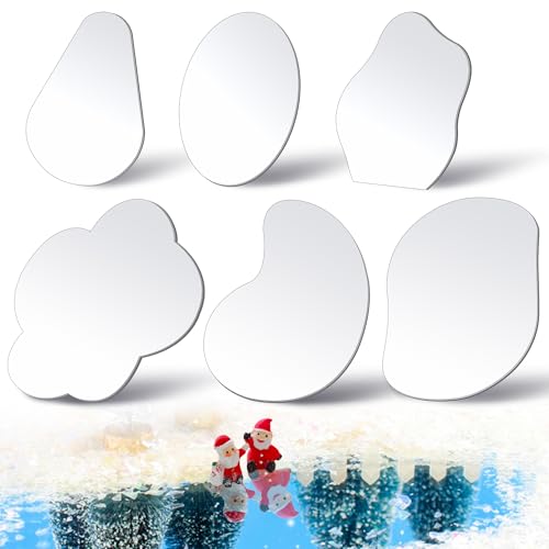 6 Pcs Christmas Village Mirror Lake Set - Curved Acrylic Ponds for Holiday Decor