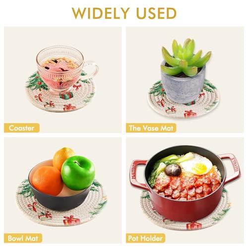 YETTASBIN Round Cotton Trivets 2-Piece Set, Heat-Resistant Pot Holders 7.09/9.45in