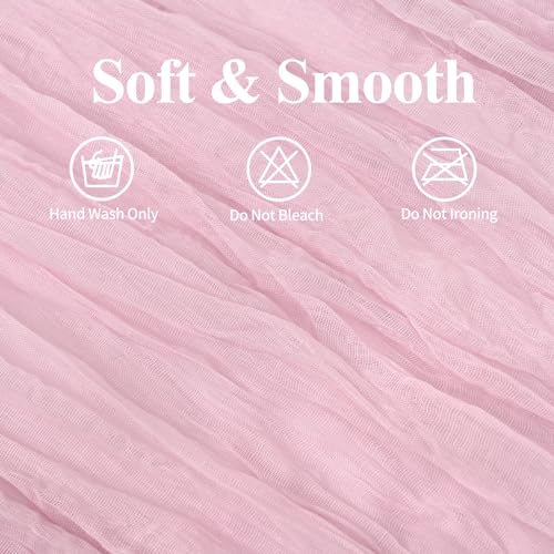 Light Pink 10 Pack Cheesecloth Table Runner 20x120in - Rustic Boho 10ft Party Wedding Décor
