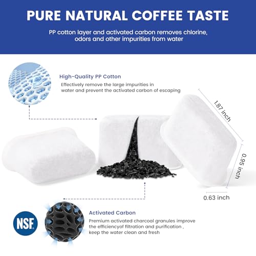 12-Pack Charcoal Coffee Maker Water Filters - Coconut Shell Carbon Cartridges