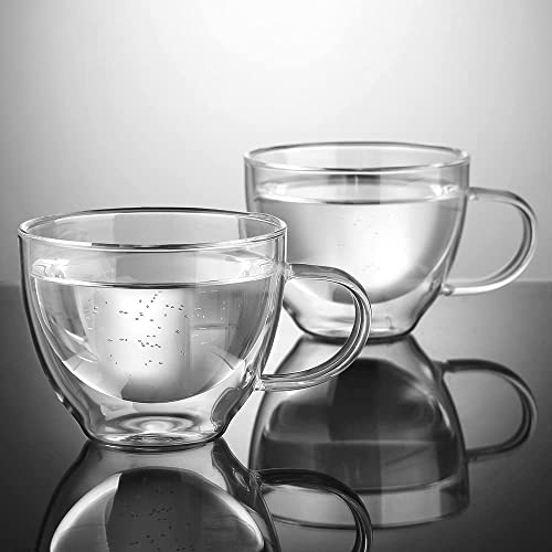 Ecooe Double Walled Glass Coffee Mug 12 oz Set of 2, Clear Borosilicate Latte Cups