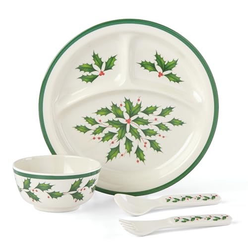 Lenox 885787 Holiday-Children's 4-Piece Dinner-Set, Christmas Dinnerware, Hosting