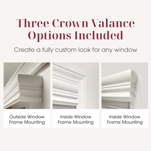 2-Inch Cordless Faux Wood Blinds with Crown Valance, White - 34" W x 60" H