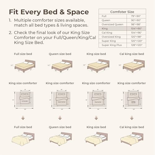 King Size Beige Tufted Boho Comforter Set - 3-Piece Lightweight Bedding Set