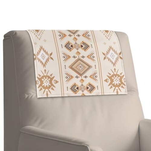 Beige Recliner Headrest Cover - Stain-Resistant PU Protector 17x27