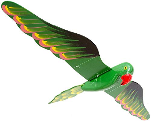 24-Inch Wooden Flying Parrot Mobile, Hand-Painted Hanging Bird Decor
