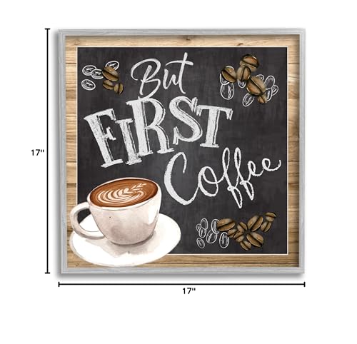 Stupell Industries But First Coffee Typography Chalkboard Latte Beans, Design by ND Art