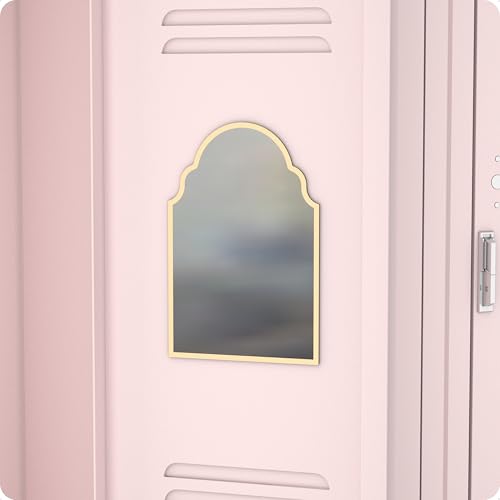 Magnetic Arch Locker Mirror, 9 x 6 Inch Gold Frame Mirror