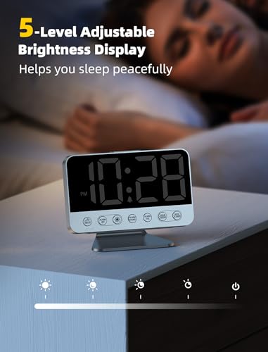 Digital Alarm Clock for Bedrooms - Large Display, Night Light & Dimmer