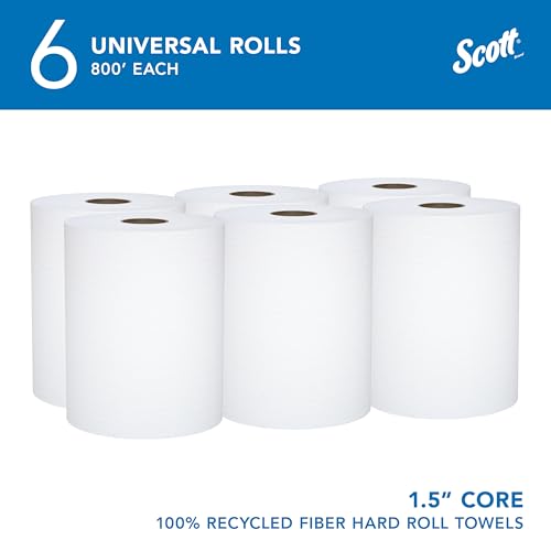 Commercial Hard Roll Paper Towels - White, 800 ft Rolls (6 Pack)