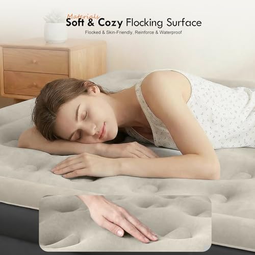 King Size Air Mattress with Headboard and Pump - Inflatable Bed