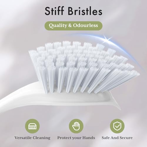 Kitchen Dish Scrub Brush with Handle and Built-in Scraper, 2-Pack