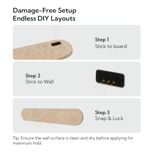 Felt Bulletin Board Strips 4-Pack, 24x16 Inch Wall Pin Board with Pins