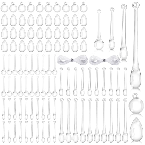 100PCS Clear Acrylic Christmas Teardrop Ornaments - Hanging Raindrop Decor