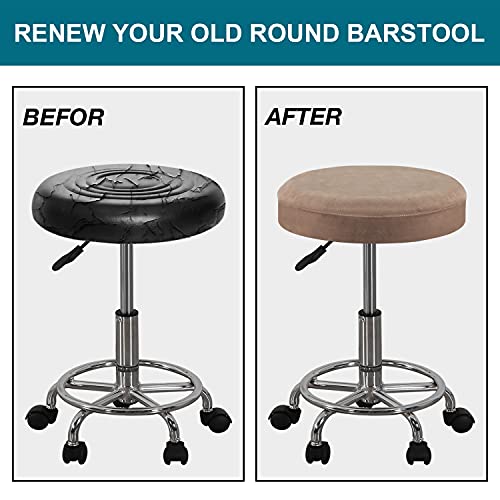 Round Bar Stool Covers, 2-Pack Stretch Velvet Slipcovers, 16-18" Dia, Taupe