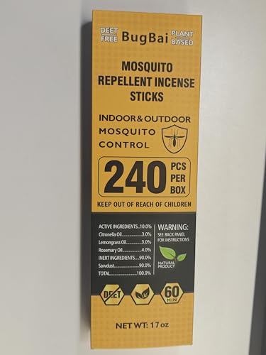 Natural Citronella Mosquito Repellent Incense Sticks - 240 Pack