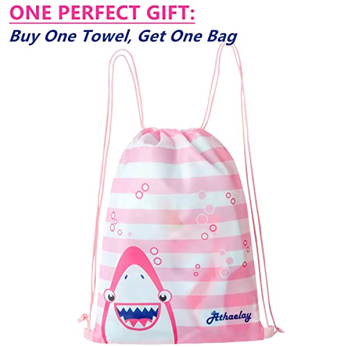 Pink Mermaid Hooded Beach Towel for Toddler Girls - Soft Microfiber Poncho