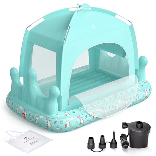 Kids Portable Air Mattress with Play Tent and Electric Pump for Travel