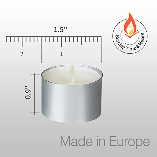 HomeLights 200 Pack Tealight Candles - Unscented, 8 Hour Burn Time, Smokeless Votive for Weddings, Christmas & Home Decor