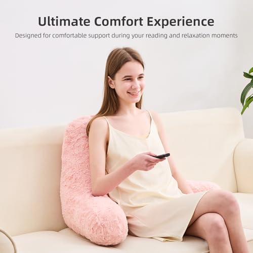 Rose Velvet Reading Pillow with Arms for Comfort and Support