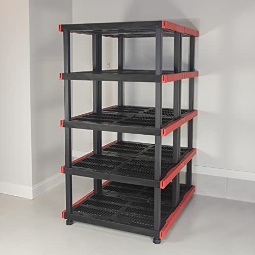 5-Tier Heavy Duty Plastic Storage Shelves Garage Organization Rack