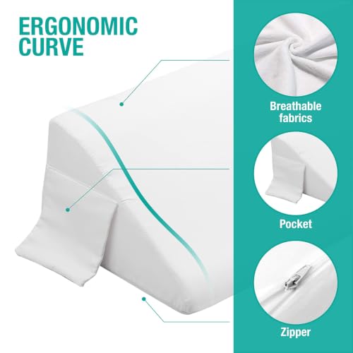 Bed Wedge Pillow for Headboard Gap - Fills 0-6" Space, Removable Cover