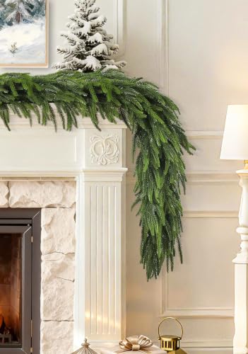 Real Touch Norfolk Pine Christmas Garland - 6ft Artificial Greenery (2 Pack)