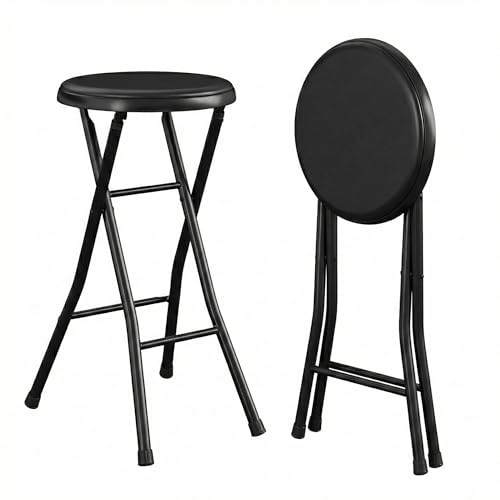 24-Inch Folding Stool with Padded Seat, Portable Collapsible Chair