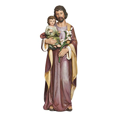 St. Joseph and Child Jesus Statue - 25-Inch Resin Religious Figure Decor