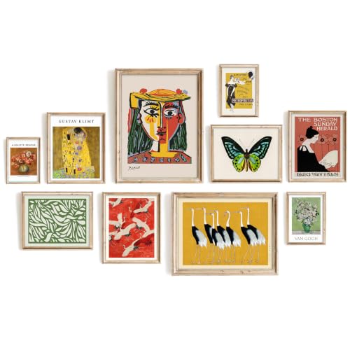 10-Piece Vintage Eclectic Gallery Wall Art Set, Unframed Canvas Prints