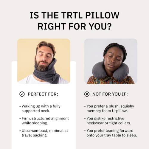 Trtl Travel Pillow - Ergonomic Neck Support Cushion for Airplanes - Black