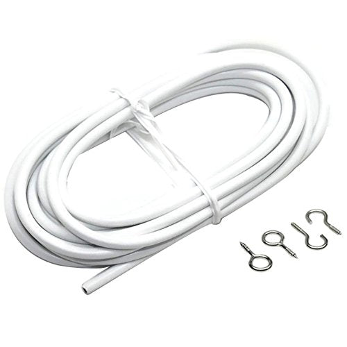 13ft White Curtain Wire Hanging Cord with Adhesive Hooks and Eyes