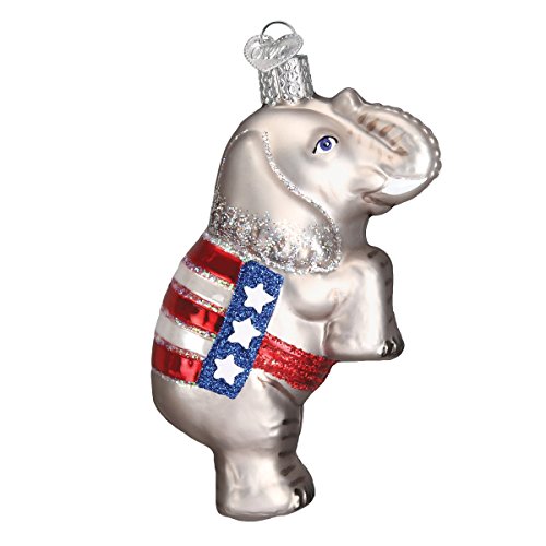 Handcrafted Glass Elephant Christmas Ornament - Patriotic Holiday Decoration