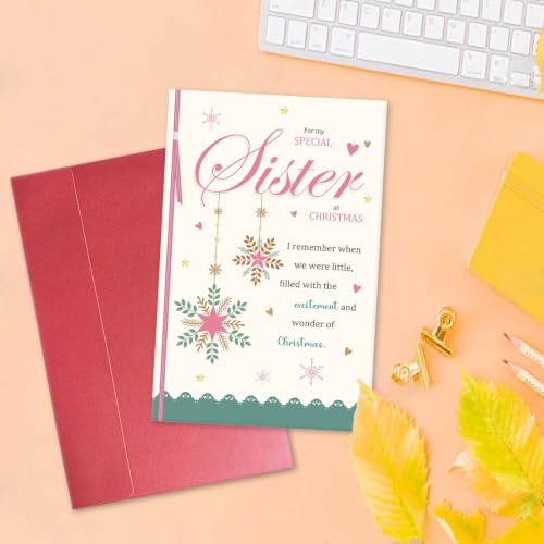 Sister Merry Christmas Card - Sister Edition with Red Envelope (8x5.3in) by hvdler