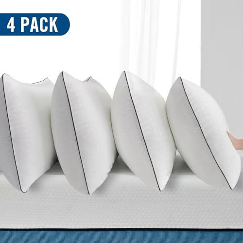 Standard Size Bed Pillows 4 Pack - Comfortable & Machine Washable