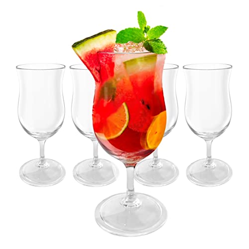 Lily's Home Clear Unbreakable Plastic Hurricane Glasses - Set of 4, 14 oz