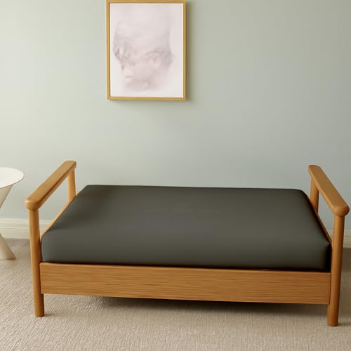 Queen Size Microfiber Futon Cover - Zippered, Machine Washable, Dark Grey