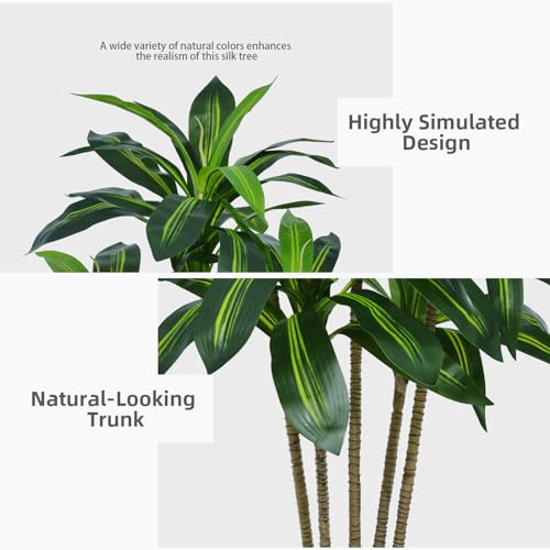 5FT Artificial Dracaena Tree with Black Planter - Faux Yucca Floor Plant